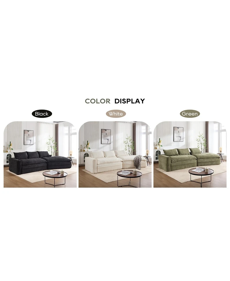 Streamdale Furniture Modern Minimalist Sectional Sofa with Chaise - Black