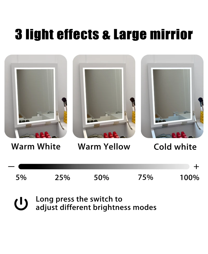 Streamdale Furniture Makeup Vanity Table with Flip Top Mirror & 2 Drawers