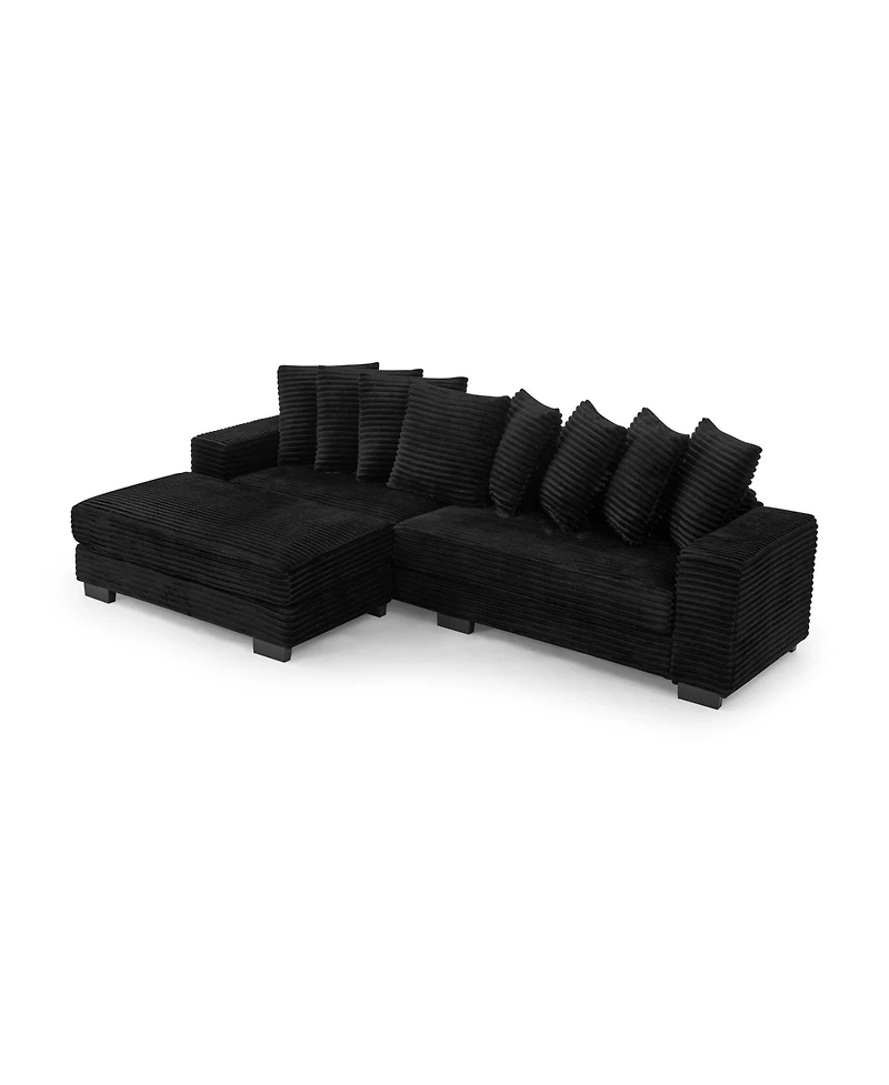 Streamdale Furniture Corduroy Tufted Sleeper Sectional Sofa, L-Shaped Modular Convertible