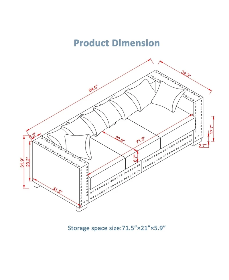 Streamdale Furniture Modern Velvet Sofa 2+3 Seater, Silver Nail Trim, Apricot