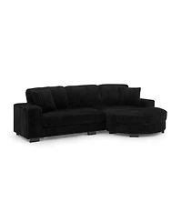 Streamdale Furniture Corduroy Tufted Sleeper Sectional Sofa, L-Shaped, Modular - Black