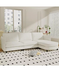 Streamdale Furniture Streamdale 107.8" 3 Seater L-Shaped Sofa Couch with Ottoman & Pockets