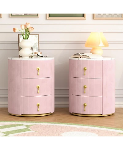 Streamdale Furniture Streamdale Pink Upholstered Nightstand Set (2)