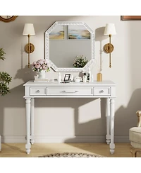 Streamdale Furniture Retro Makeup Desk with Mirror & 3 Drawers