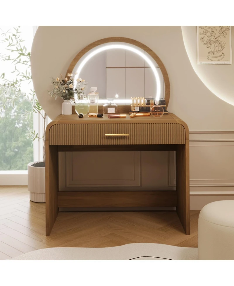 Streamdale Furniture 39" Lighted Mirror Vanity Table - Espresso