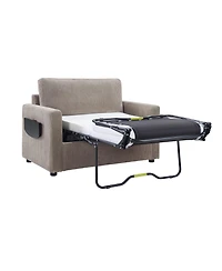 Streamdale Twin Sofa Bed Sleeper Loveseat w/ Foldable Mattress, Table, Usb, Grey-Brown
