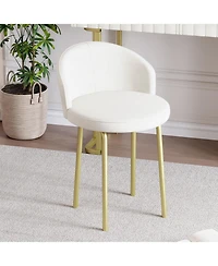 Streamdale Furniture Velvet Vanity Desk Set, Marble Top, Adjustable Storage