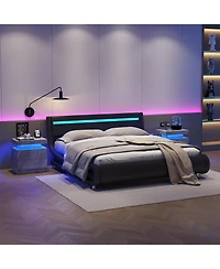 Streamdale Furniture Led Nightstand Bedside Table with 2 Drawers