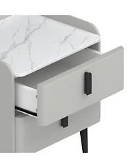 Streamdale Furniture Gray Nightstands Set of 2, Marble Top, 2 Drawers