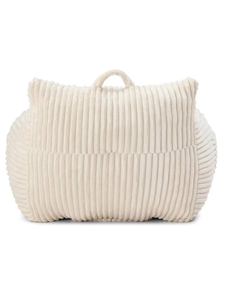 Streamdale Furniture Giant Beige Plush Bean Bag Chair with Footstool