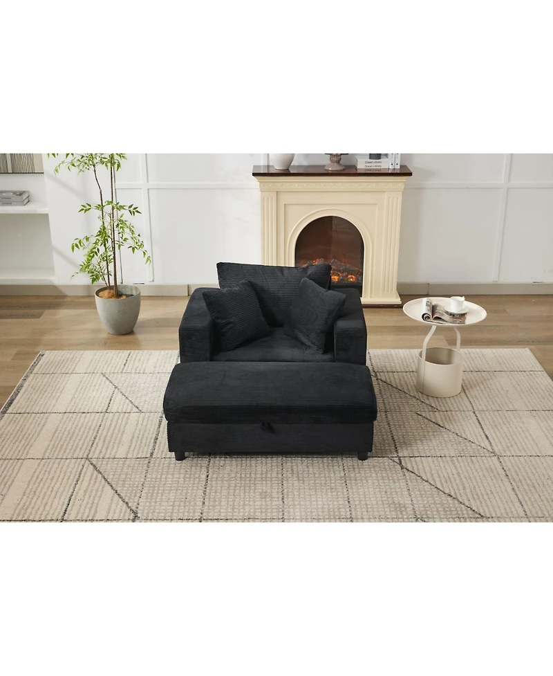 Streamdale Furniture Chaise Lounge Chair with Ottoman & Pillows