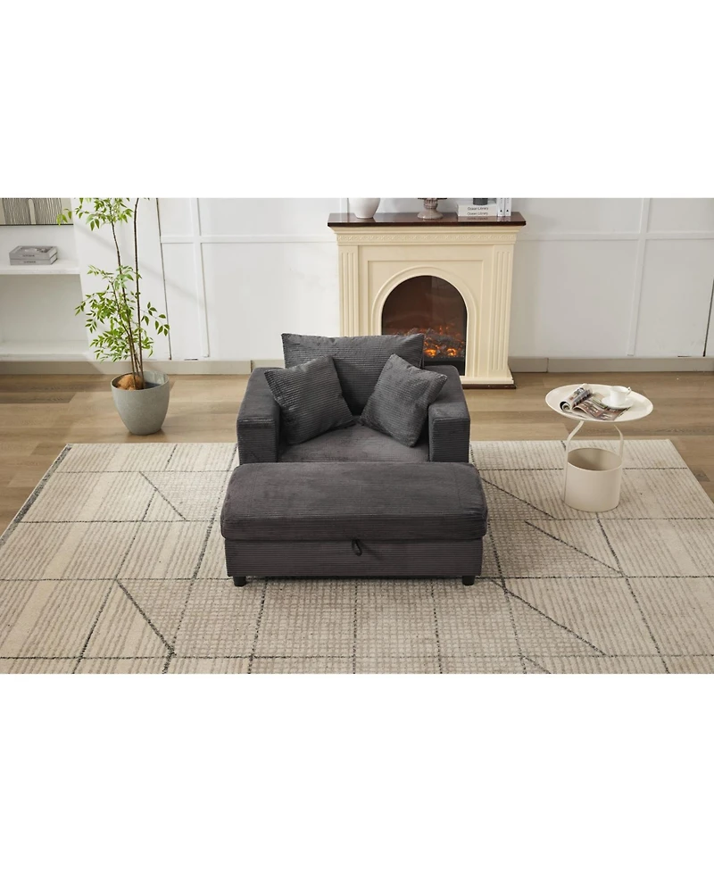 Streamdale Furniture Chaise Lounge with Storage Ottoman & Pillows