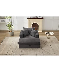 Streamdale Furniture Chaise Lounge with Storage Ottoman & Pillows