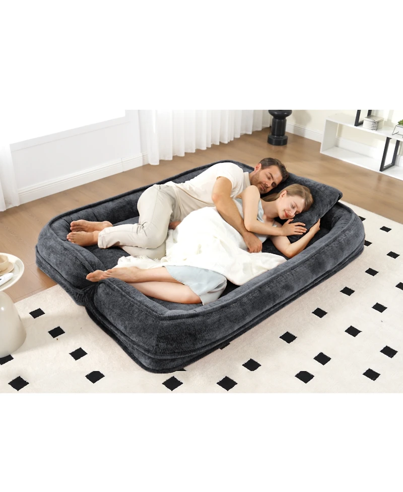 Streamdale Furniture Double Dog Bed Sofa Couch, Extra Large, Adjustable, Chenille, Dark Gray