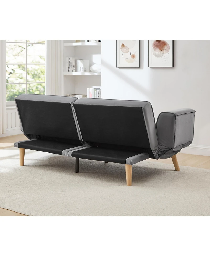 Streamdale Furniture 72.8" Futon Sofa Bed Sleeper Couch Adjustable Armrests Gray