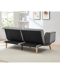 Streamdale Furniture 72.8" Futon Sofa Bed Sleeper Couch Adjustable Armrests Gray