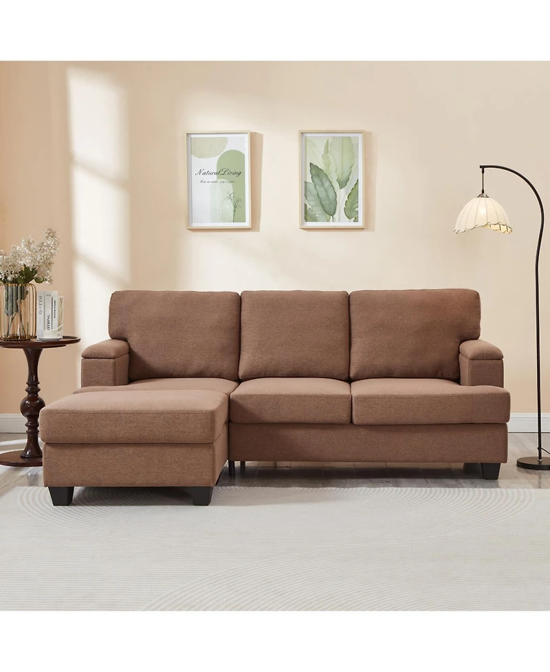 Streamdale Furniture 86" L-Shaped Sectional Sofa with Ottoman & Armrest Organizer - Brown