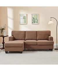 Streamdale Furniture 86" L-Shaped Sectional Sofa with Ottoman & Armrest Organizer - Brown