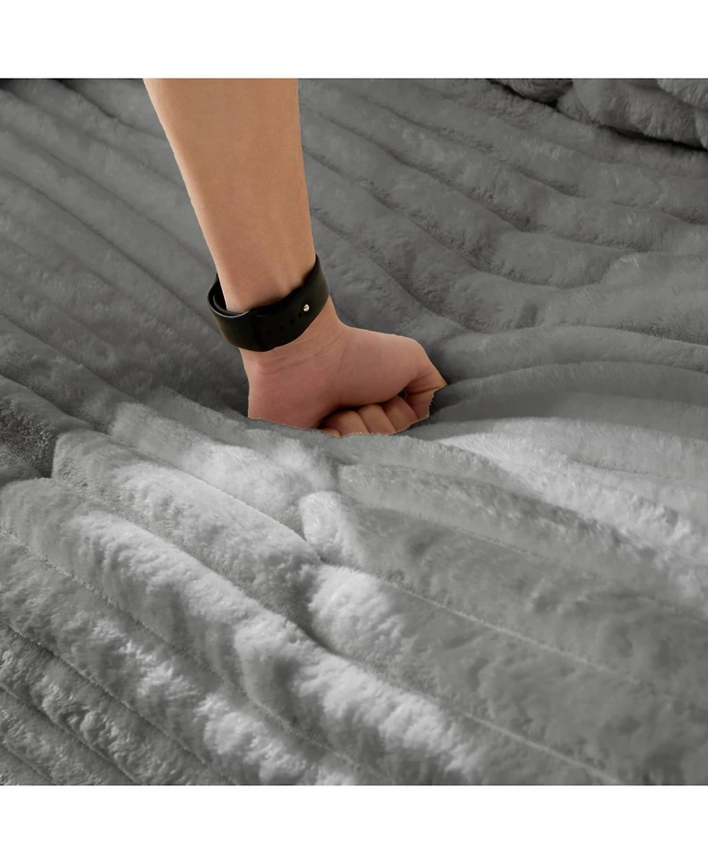 Streamdale Corduroy 4-Seat Sofa, Modern Comfy Cloud Couch with Soft Pillows, Grey