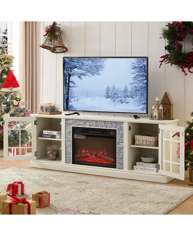 Streamdale Furniture 70" Tv Stand with Fireplace & Storage