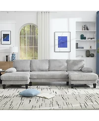 Streamdale Furniture U-Shaped Sofa with Double Chaise, Oversized 4-Seat Couch
