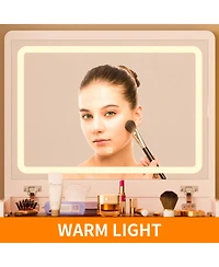 Streamdale Furniture 3-in-1 Vanity Desk with Mirror, Glass Top, Drawers & Stool