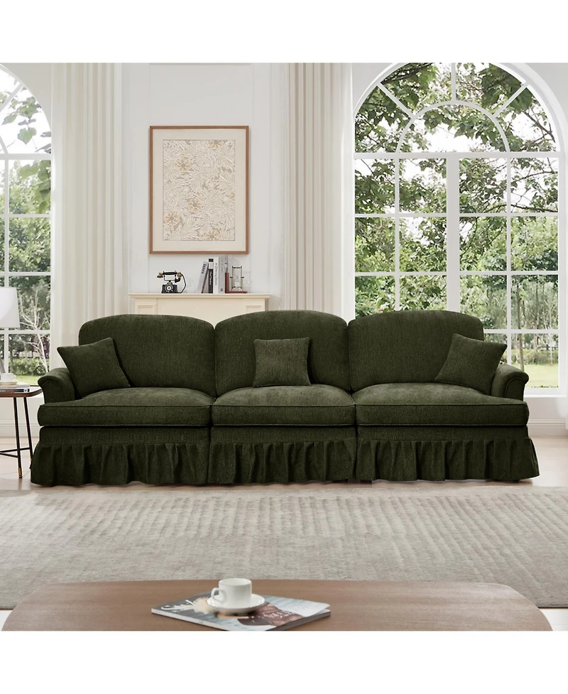 Streamdale Furniture Mid Century Green Chenille -Seater Sofa