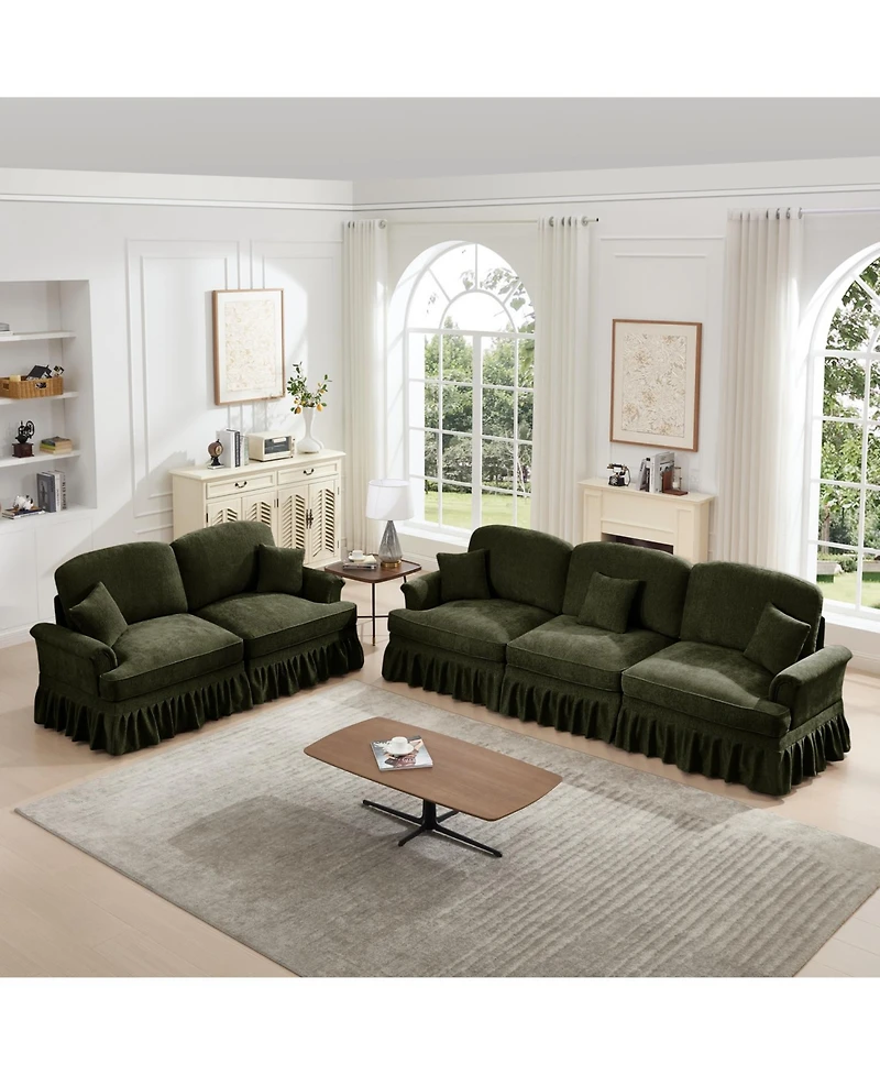 Streamdale Furniture Streamdale Green Modular Sofa Set with Flared Arms & Removable Skirts