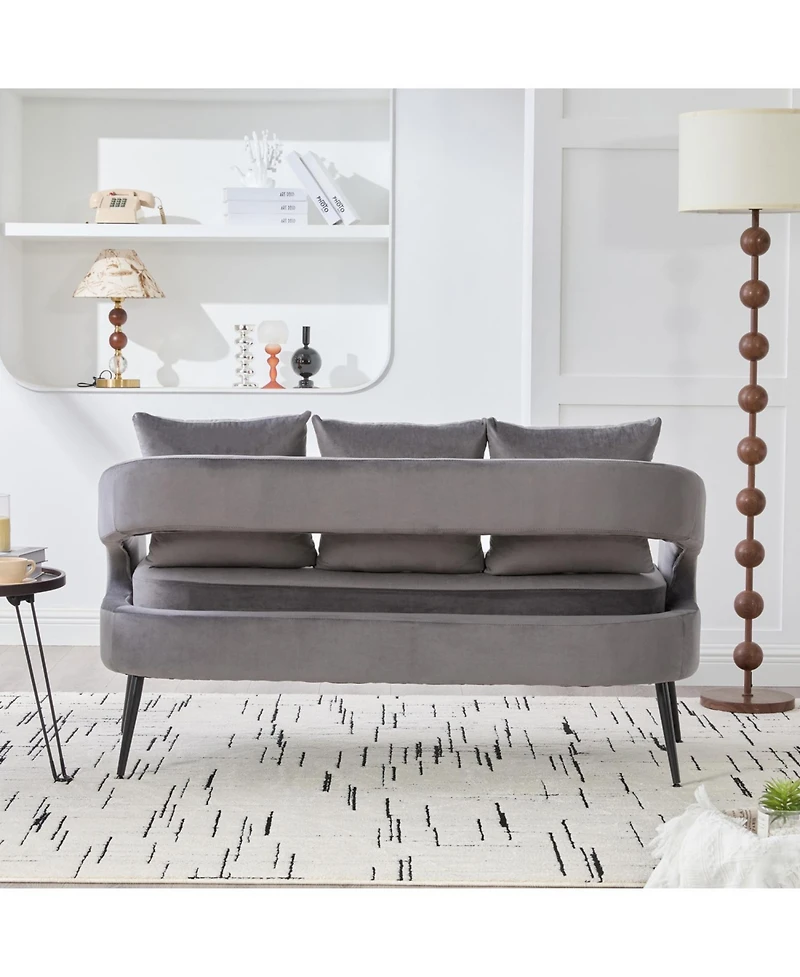 Streamdale Furniture Velvet Loveseat Settee with Pillows - Small Sofa for Small Spaces