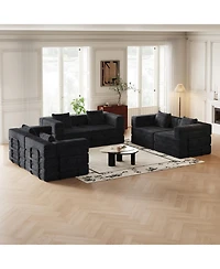 Streamdale Furniture Corduroy Folding Sofa Bed with Storage & Cushions