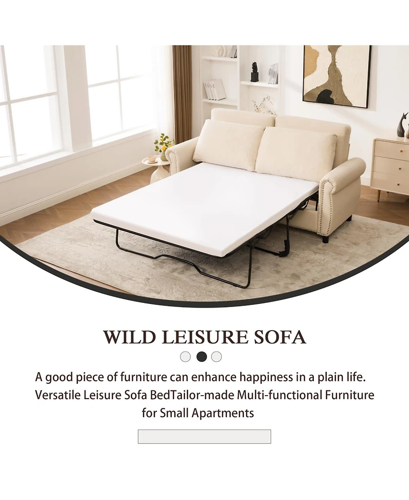 Streamdale Furniture Sleeper Sofa Bed, Pull Out Couch, 2-Seater Linen Convertible Sofa