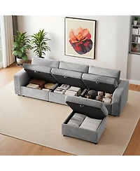 Streamdale Furniture + Oversized Sectional with Ottoman + Velvet + Removable Pillows + Sofa