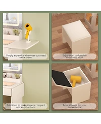 Streamdale Furniture Vanity Desk with Lighted Mirror, Usb Power, Drawers & Cabinet (White)