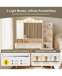 Streamdale Furniture Vanity Desk with Lighted Mirror, Usb Power, Drawers & Chest