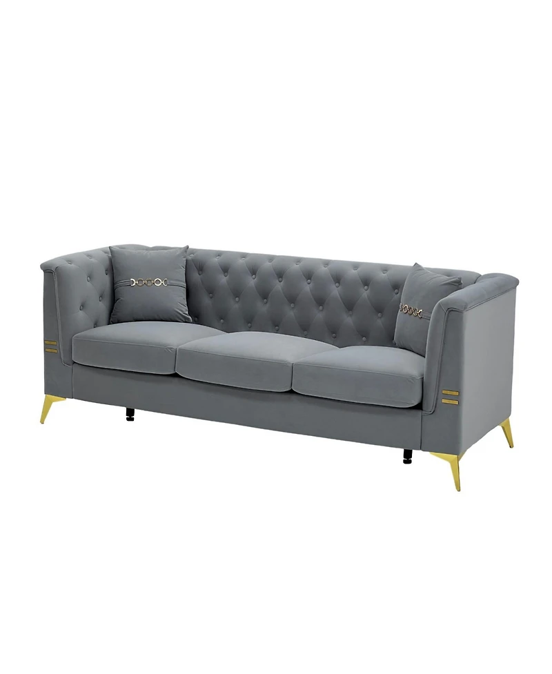 Streamdale Cream Velvet Tufted Sofa Set - Modern Comfort & Style