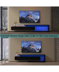 Streamdale Tv Console with Storage Extendable Led Tv Stand Modern Entertainment Center Black