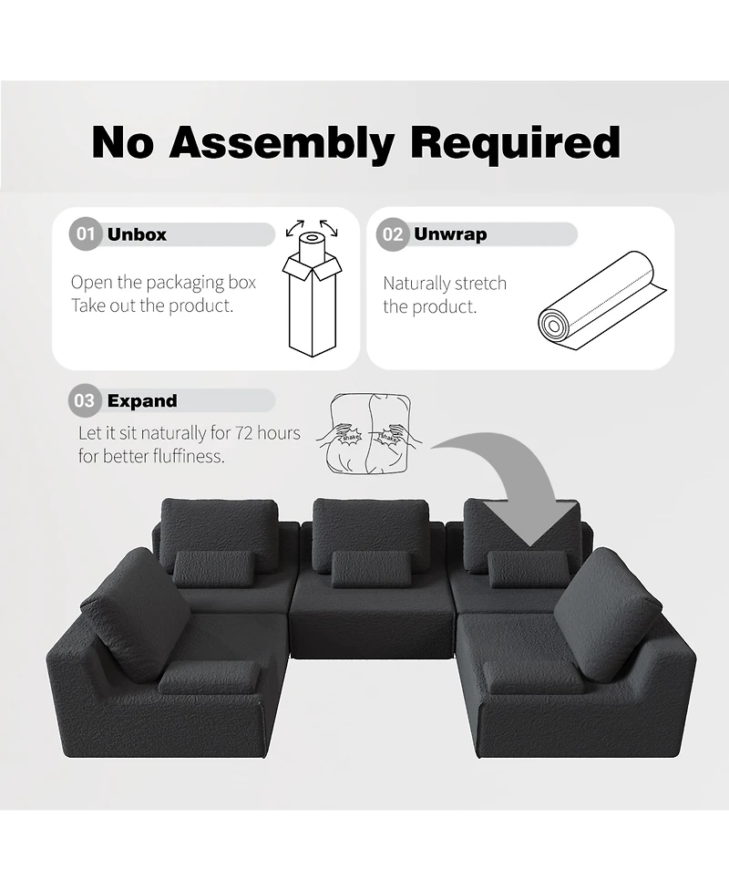 Streamdale Furniture Oversized Modular Boucle Sectional Sofa - Convertible Spacious Foam-Filled