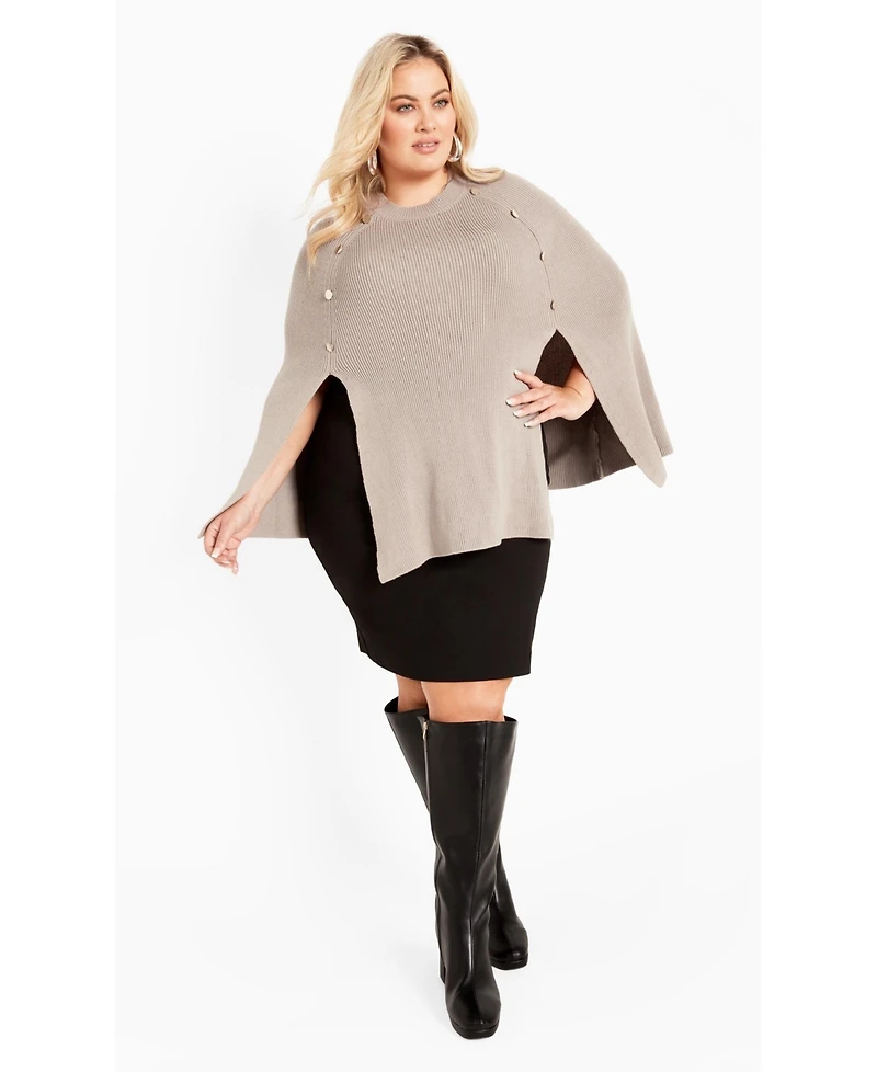 Avenue Women's Plus Olivia Button Cape Jackets