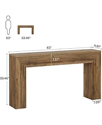 Tribesigns 63" Console Table, Rustic Fluted Long Sofa Table Behind Couch for Entryway, Living Room, Hallway, Foyer, Brown