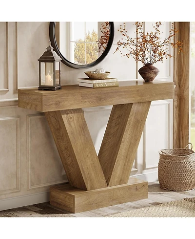 Tribesigns 41.3" Console Table, Behind Couch Sofa Entryway Table with V-Shaped Legs, Natural
