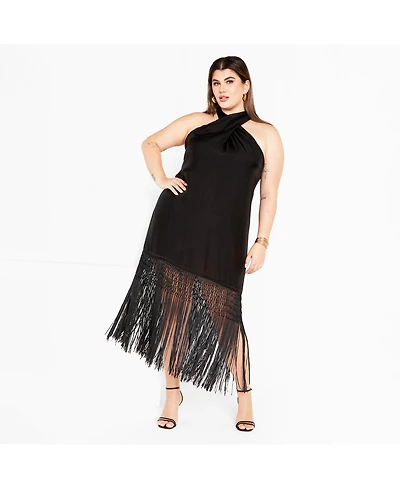 City Chic Plus Calypso Fringe Dress