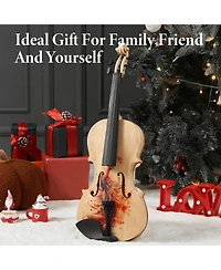 Yescom Beginner Violin Full Size 4/4 Solid Wood Full Set with Carry Case Mute Bow Shoulder Rest for Student Adults Starter Unique Peacock