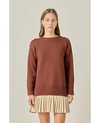 English Factory Women's Mixed Media Pleated Mini Dress