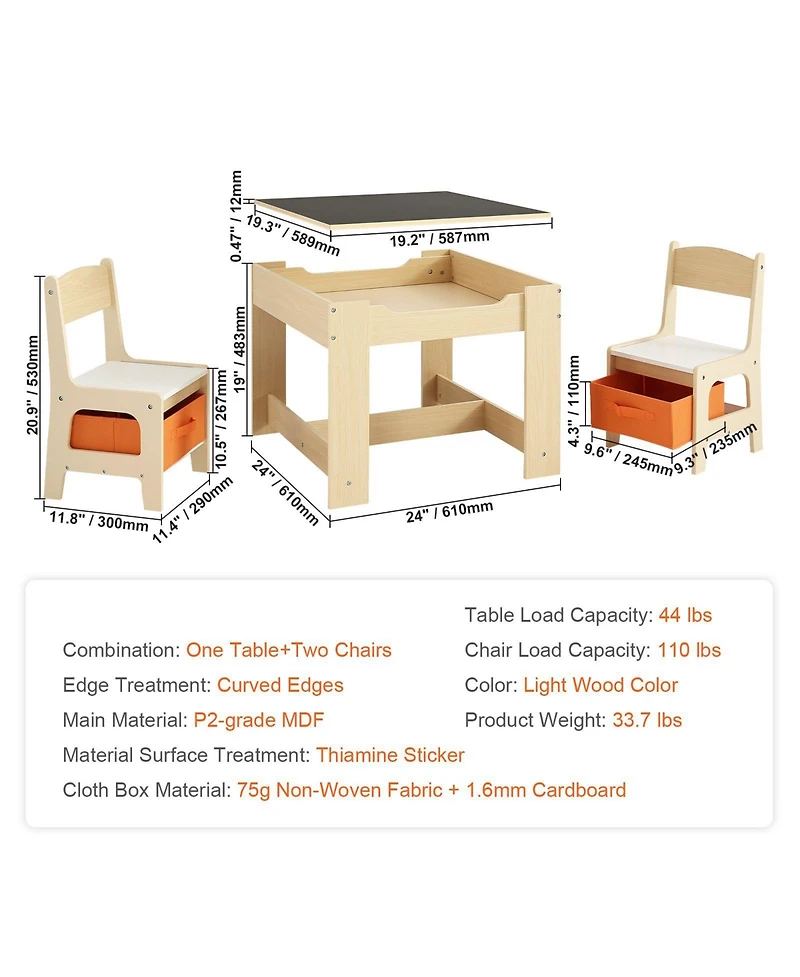Slickblue Kids Table and Chair Set Wooden Activity Table with Storage Boxes for Art and Craft