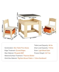 Slickblue Kids Table and Chair Set Wooden Activity Table with Storage Boxes for Art and Craft