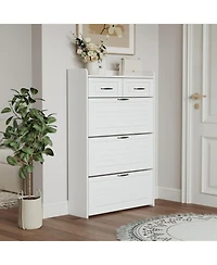 Clihome Engineered Wood 3 Doors 2 Drawers Shoe Cabinet
