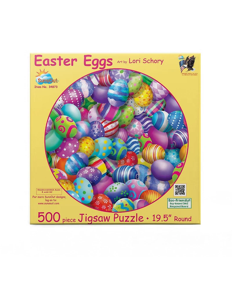 SunsOut Easter Eggs 500 piece Jigsaw Puzzle for Adults Round Easter
