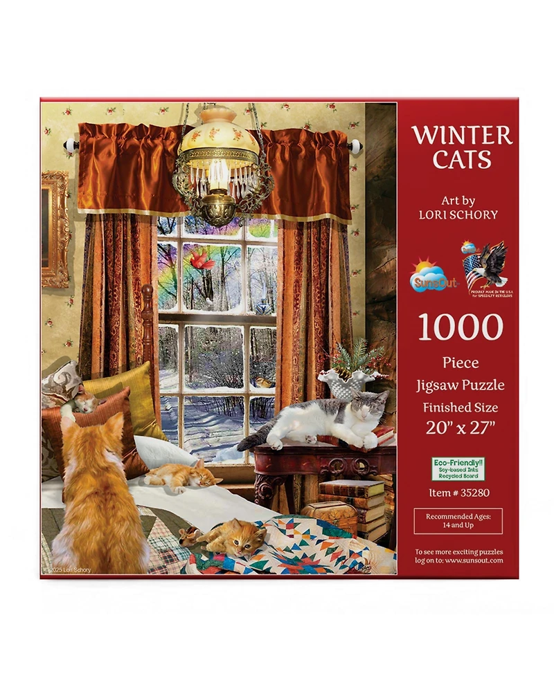 SunsOut Winter Cats 1000 piece Jigsaw Puzzle for Adults