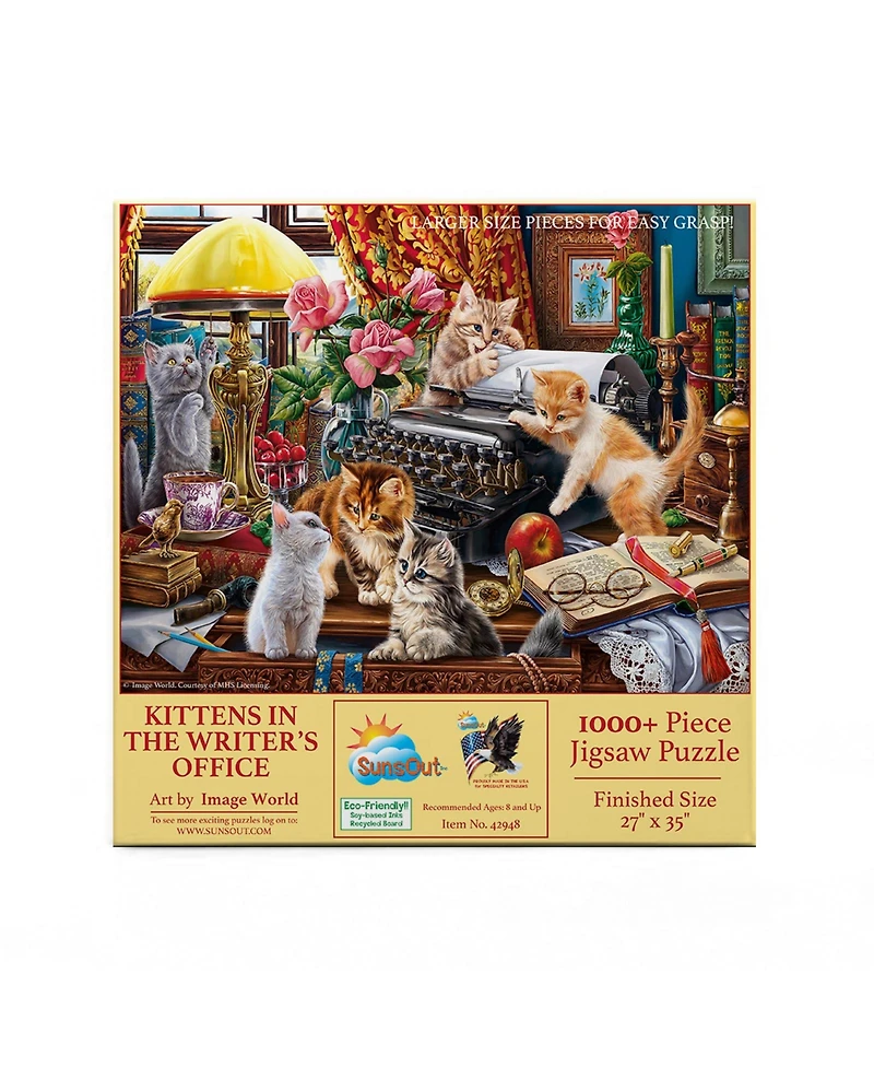 SunsOut Kittens in the Writer's Office 1000 piece Jigsaw Puzzle for Adults Large Pieces