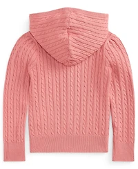 Polo Ralph Lauren Girls' 2T-6X Mini-Cable Full-Zip Hooded Sweater
